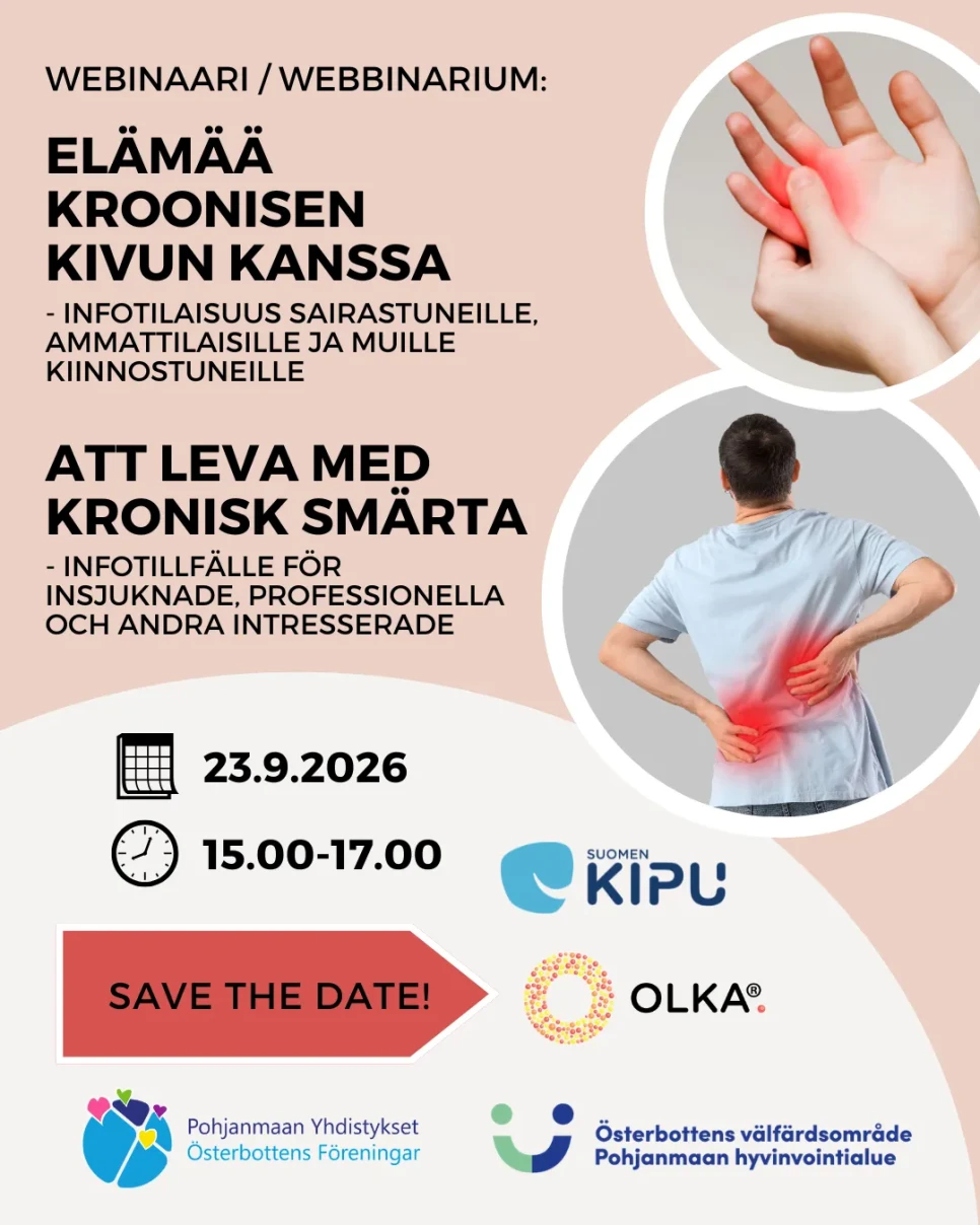 23 9 2026 SAVE THE DATE Elamaa kroonisen kivun kanssa