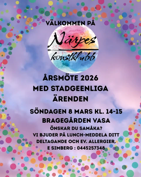 Arsmote 2026 med stadgeenliga arenden