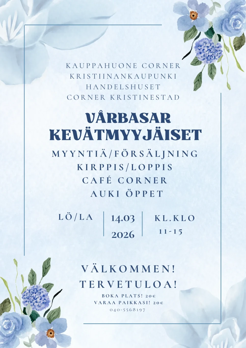 Blue Soft Watercolor Floral Elegant Wedding Invitation Flyer v3