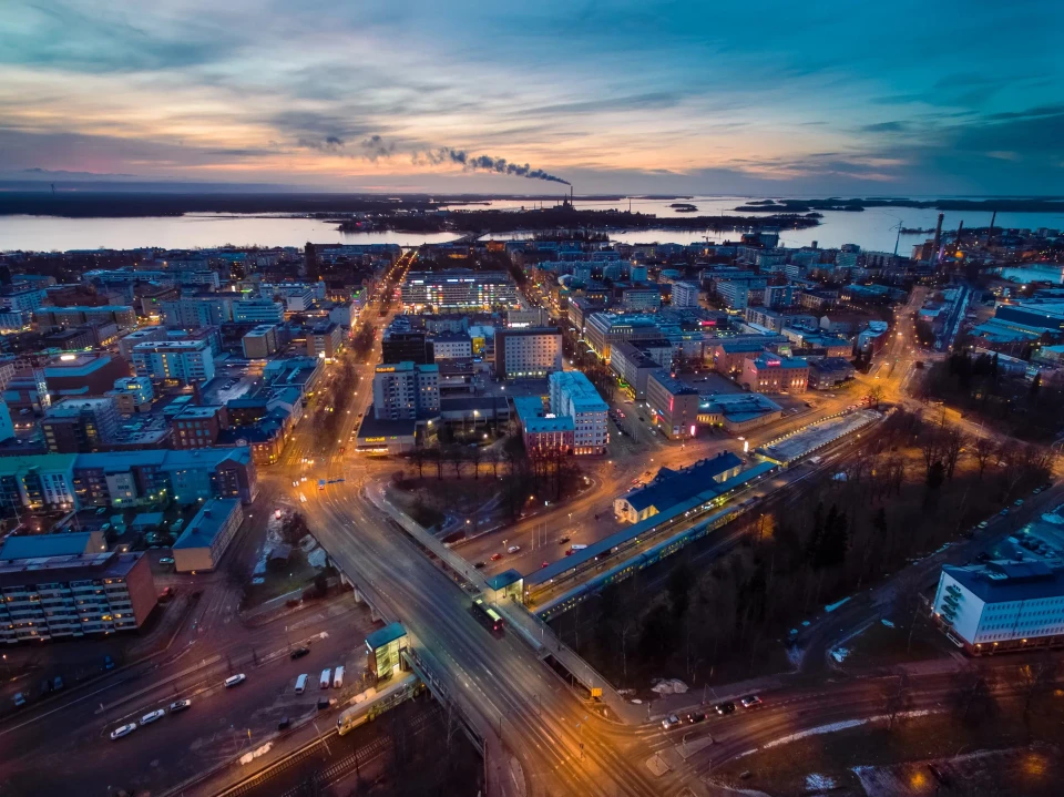 City aerial evening preview