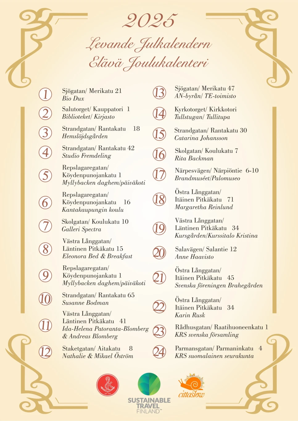 ELAVA JOULUKALENTERI Kartta 2025 takasivu uusi