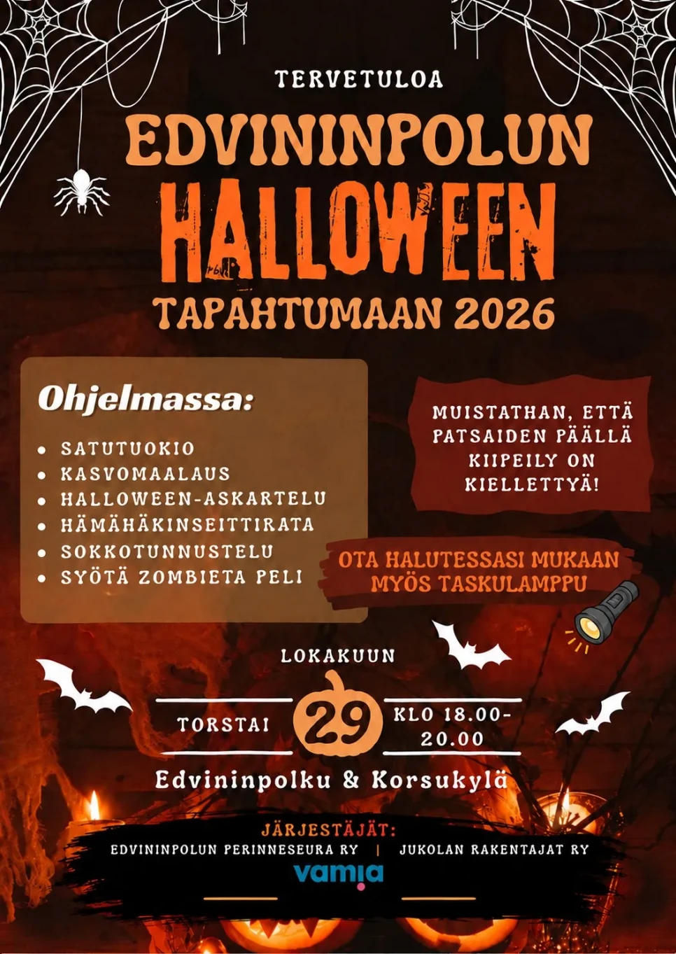 Edvininpolun Halloween tapahtumajuliste Kayta tata