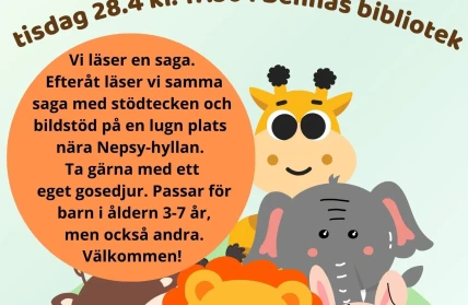 Green and Yellow Cute Illustrated Safari Animals Story Book Cover A4