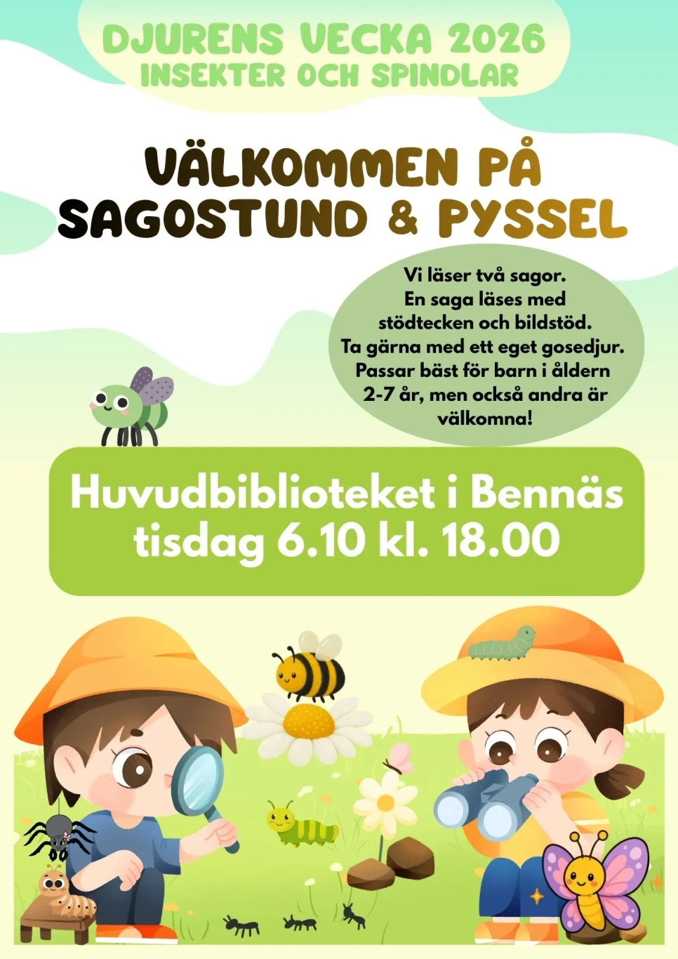 Huvudbiblioteket i Bennas tisdag 6 10 kl  18 00