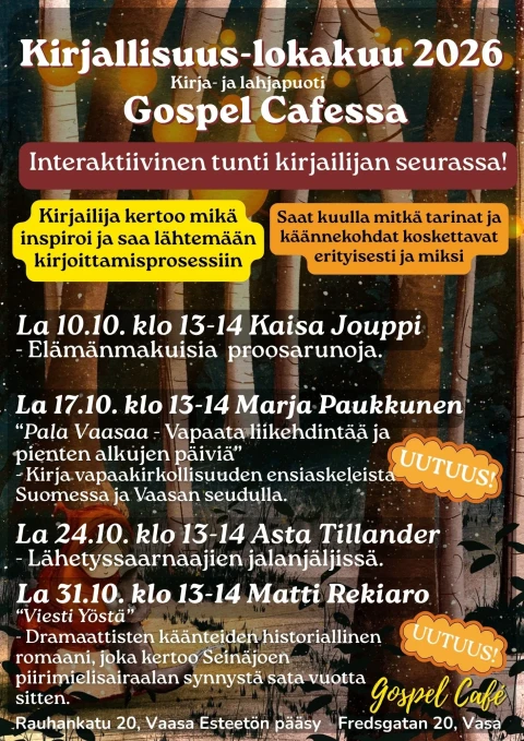 Kirjallisuus lokakuu 2026 Gospel Cafe