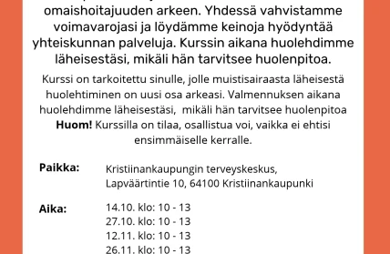 Kurssi muistisairaan omaiselle Kristiinankaupunki