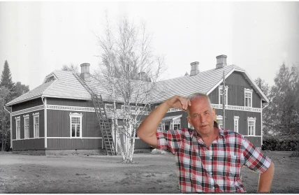 Lasse framfor skolan
