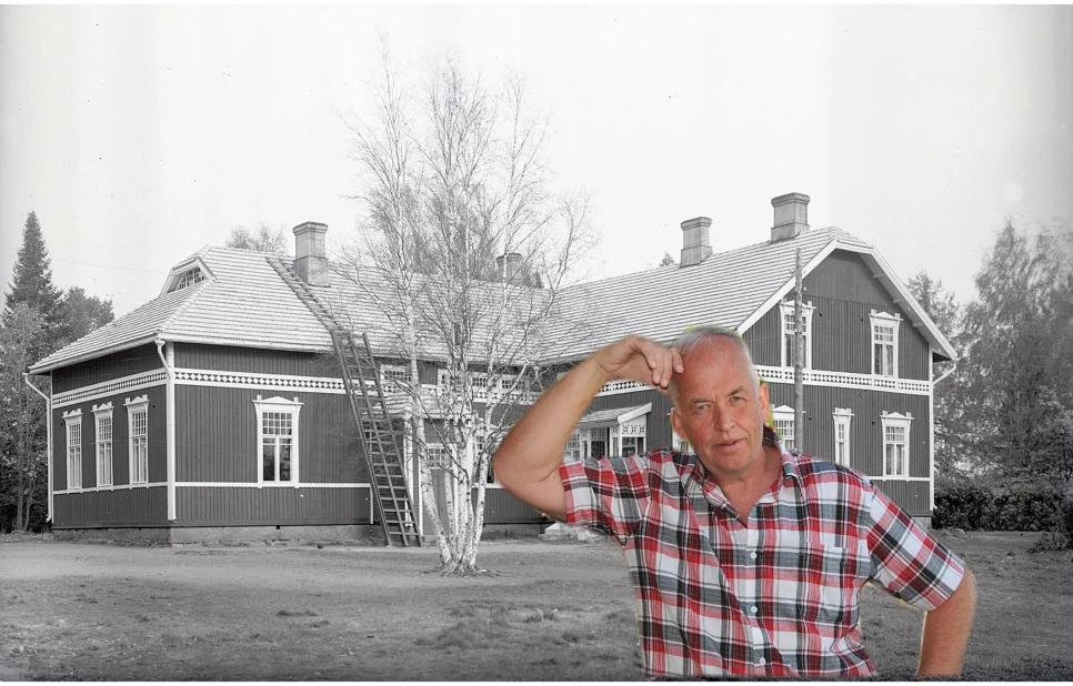 Lasse framfor skolan