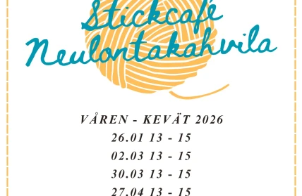 Stickcafe Neulontakahvila varen 2026 affisch