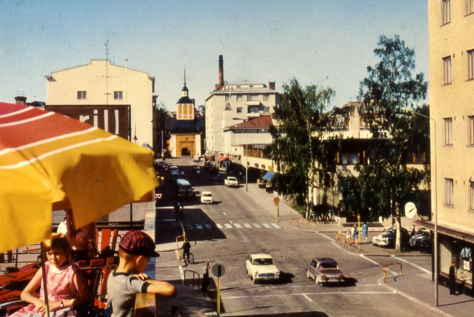 Storgatan fran Bankgardens takterrass 1960 talet