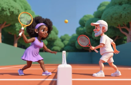 cartoon tennis match