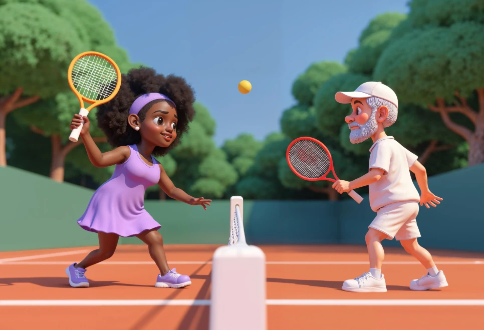 cartoon tennis match